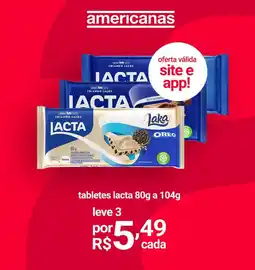 Lojas Americanas tabletes lacta oferta