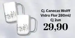 Supermercados Tauste Cj. Canecas Wolff Vidro Flor / Cj 2un oferta
