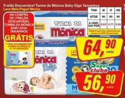 Rede Supermarket Fralda Descartável Turma da Mônica Baby Giga Tamanhos oferta