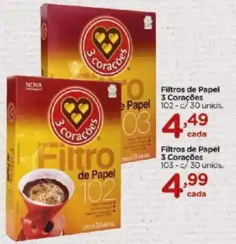 Carrefour Filtros de Papel 3 Coracoes 103 c/ 30 unids. oferta