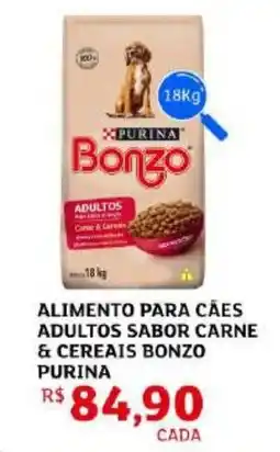 Assaí Atacadista Alimento para caes adultos sabor carne & cereais bonzo purina oferta
