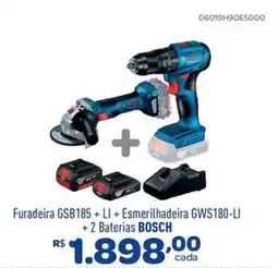 Comjol Furadeira GSB185 + LI + Esmerilhadeira GWS180-LI + 2 Baterias BOSCH oferta