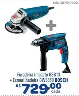 Comjol Furadeira Impacto GSB13 + Esmerilhadeira GWS850 BOSCH oferta