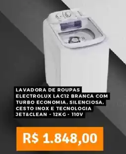 Pontofrio Lavadora de roupas electrolux lac12 branca com turbo economia, silenciosa, cesto inox e tecnologia jet&clean 110v oferta