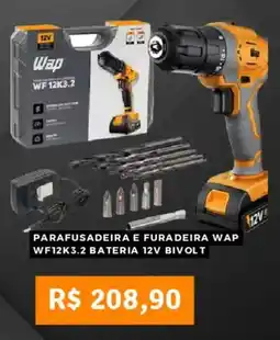 Pontofrio Parafusadeira e furadeira wap wf12k3.2 bateria 12v bivolt oferta