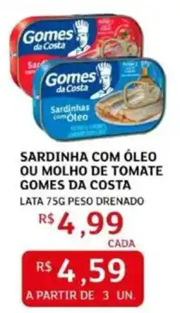 Assaí Atacadista Sardinha com óleo ou molho de tomate gomes da costa oferta
