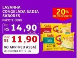 Assaí Atacadista Lasanha congelada sadia sabores oferta