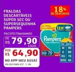 Assaí Atacadista Fraldas descartáveis super sec ou supersequinha pampers xs oferta