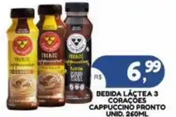 Bramil Supermercados Bebida láctea 3 corações cappuccino pronto unid. oferta