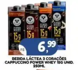 Bramil Supermercados Bebida láctea 3 corações cappuccino power whey 1sg unid. oferta
