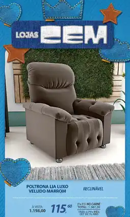 Lojas Cem Poltrona lia luxo veludo marrom oferta
