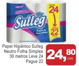 Mineirão Atacarejo Papel Higiênico Sulleg Neutro Folha Simples 30 metros oferta