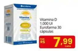Supermercado Bem Barato Vitamina D 1.000 UI Eurofarma 30 cápsulas oferta