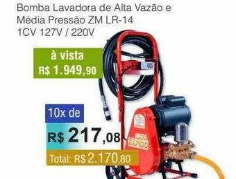 Bomba Lavadora De Alta Vazão E Média Pressão Zm Lr-14 1cv 127v 220v