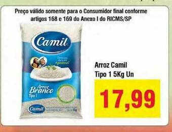 Spani Atacadista Arroz Camil Tipo 1 oferta