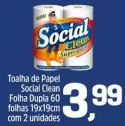 Arena Atacado Toalha de Papel Social Clean Folha Dupla 60 folhas oferta