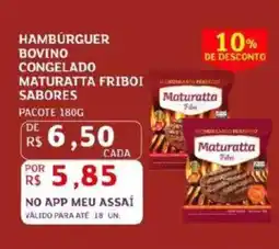 Assaí Atacadista Hamburguer bovino congelado maturatta friboi sabores oferta