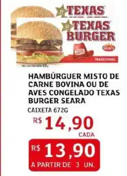 Assaí Atacadista Hamburguer misto de carne bovina ou de aves congelado texas burger seara caixeta oferta