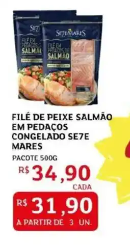 Assaí Atacadista Filé de peixe salmão em pedaços congelado se7e mares oferta