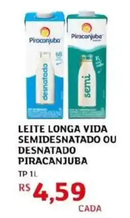 Assaí Atacadista Leite longa vida semidesnatado ou desnatado piracanjuba oferta