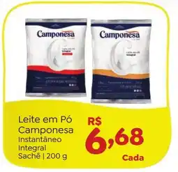 Novo Atacarejo Leite em Pó Camponesa Instantâneo Integral Sachê oferta