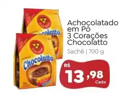 Novo Atacarejo Achocolatado em Pó 3 Corações Chocolatto oferta