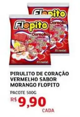 Assaí Atacadista Pirulito de coração vermelho sabor morango flopito oferta
