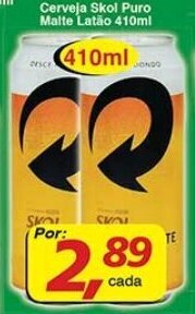 Supermercados Guanabara Cerveja Skol Puro Malte latao 410ml oferta