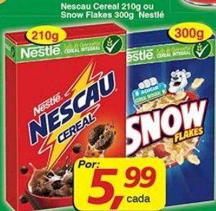Supermercados Guanabara Nescau Cereal 210g ou Snow Flakes 300g Nestle oferta