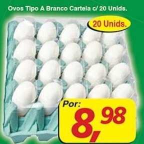 Supermercados Guanabara Ovos Tipo A Branco Cartela c/ 20 unids. oferta