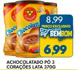 Rancho Bom Supermercados Achocolatado pó 3 corações lata oferta