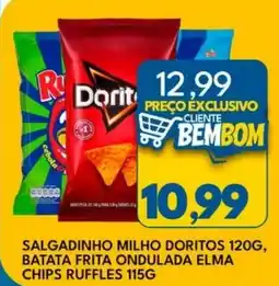 Rancho Bom Supermercados Salgadinho milho doritos , batata frita ondulada elma chips ruffles oferta