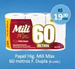 Tchê Farmácias Papel Hig. Mili Max 60 metros F. Dupla (6 unid.) oferta