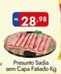 Supermercados Rondon Tipo Hamburgues/ sem Capa Peça Presunto Sadia sem Capa Fatiado oferta