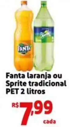 Mini Extra Fanta laranja ou Sprite tradicional PET oferta