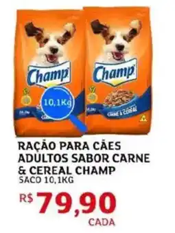 Assaí Atacadista Ração para caes adultos sabor carne & cereal champ saco oferta