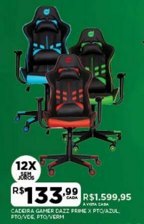 DB Supermercados Cadeira gamer dazz prime x pto/azul, pto/vde, pto/verm oferta