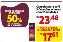 Mini Extra Cápsulas para café 3 Corações sabores oferta