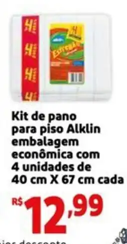 Mini Extra Kit de pano para piso Alklin embalagem econômica com 4 unidades de oferta