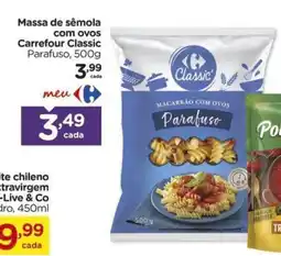 Carrefour Massa de sêmola com ovos Carrefour Classic Parafuso, oferta