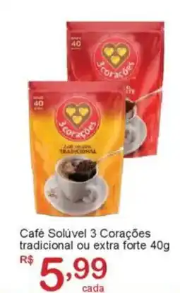 Giga Atacado Café Solúvel 3 Corações tradicional ou extra forte oferta