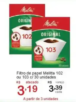 Giga Atacado Filtro de papel Melitta 102 ou 103 oferta