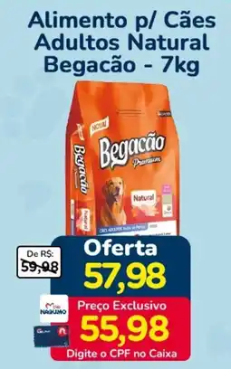 Nagumo Alimento p/ Cães Adultos Natural Begacão oferta