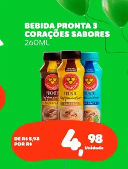 Mart Minas Bebida pronta 3 corações sabores oferta