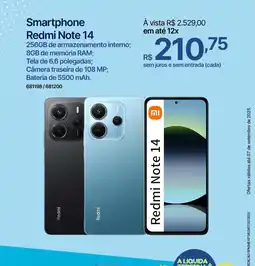 Lojas Pintos Smartphone Redmi Note 14 oferta