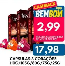 Rancho Bom Supermercados Capsulas 3 corações oferta