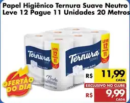 Super Barão Papel Higiênico Ternura Suave Neutro Leve 12 Pague 11 Unidades 20 Metros oferta