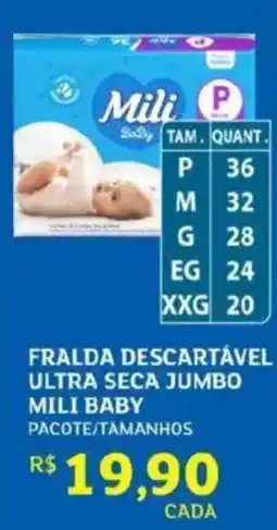 Assaí Atacadista Fralda descartável ultra seca jumbo mili baby oferta