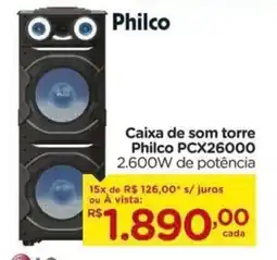 Carrefour Caixa de som torre Philco PCX26000 2.600W de potência oferta