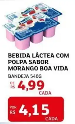 Assaí Atacadista Bebida láctea com polpa sabor morango boa vida bandeja oferta